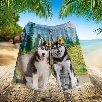 Husky Dog Aloha Hawaiian Shirt - Husky Puppies Dog Mom Hawaiian Shirt, usky Fans Summer Hawaiian Shirt For Men & Women, Dog Lover - Amzanimalsgift