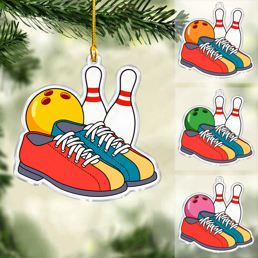Personalized Bowling Christmas Ornament, Shoes And Custom Ball's Color, Custom Ornament Christmas Gift, Keychain Bowling, Car Ornament Bowling