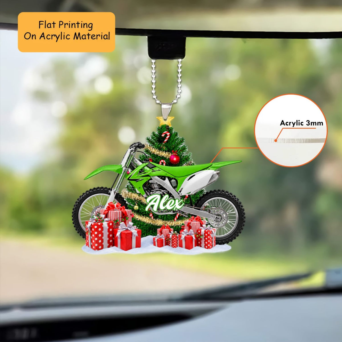 Personalized Dirt Bike Christmas Ornament, Motocross By Christmas Tree, Custom Ornament Christmas Gift, Keychain Dirt Bike, Car Ornament Dirt Bike
