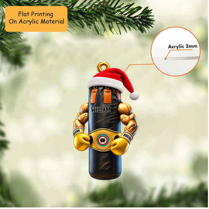 Personalized Boxing Christmas Ornament, Muscular Punching Bag Gloves, Custom Ornament Christmas Gift, Keychain Bowling, Car Ornament Bowling
