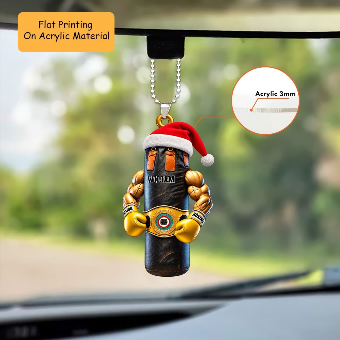 Personalized Boxing Christmas Ornament, Muscular Punching Bag Gloves, Custom Ornament Christmas Gift, Keychain Bowling, Car Ornament Bowling