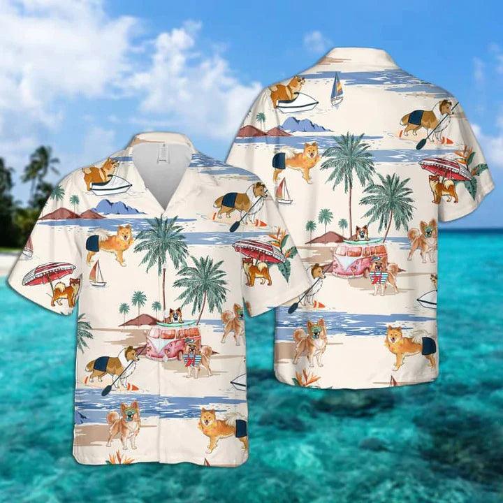 Icelandic Sheepdog Hawaiian Shirt - Icelandic Sheepdog Summer Beach Hawaiian Shirt - Perfect Gift For Dog Lovers Friend, Family - Amzanimalsgift