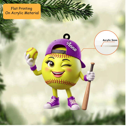 Personalized Christmas Baseball Ornament, Playful Wink Baseball, Custom Ornament Christmas Gift, Keychain Baseball Christmas, Car Ornament Baseball Christmas