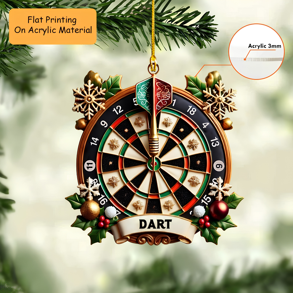 Personalized Dart Board Holding Pins Acrylic Ornament, Dart Board Keychain, Car Ornament, Christmas Ornament Gifts