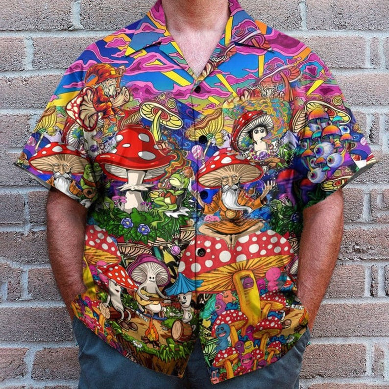 Hippie Mushroom Hawaiian Shirt - Perfect Gift For Friends, Family