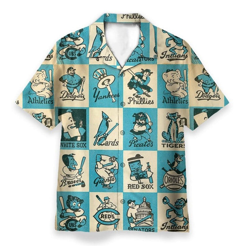 3D Vintage 1956 Baseball Team Mascots Hawaiian Shirt - Perfect Gift For Friends, Family