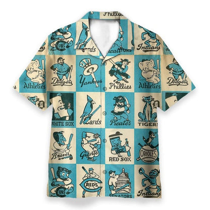 3D Vintage 1956 Baseball Team Mascots Hawaiian Shirt - Perfect Gift For Friends, Family