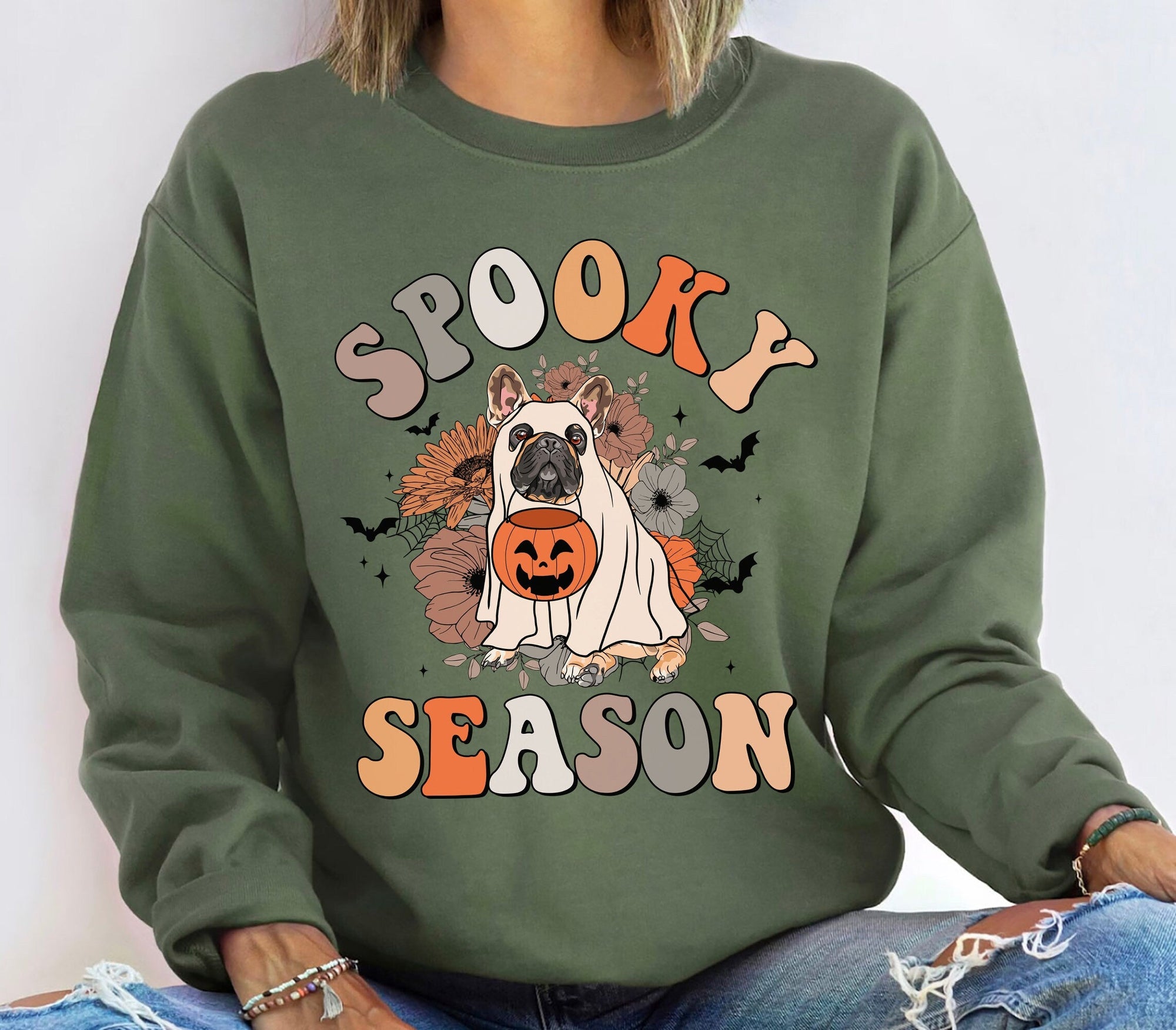 French Bulldog Spooky Season Shirt, French Bulldog Ghost Shirt, French Bulldog Halloween Shirt, Frenchie Dog Lover, Spooky Season Dog Shirt