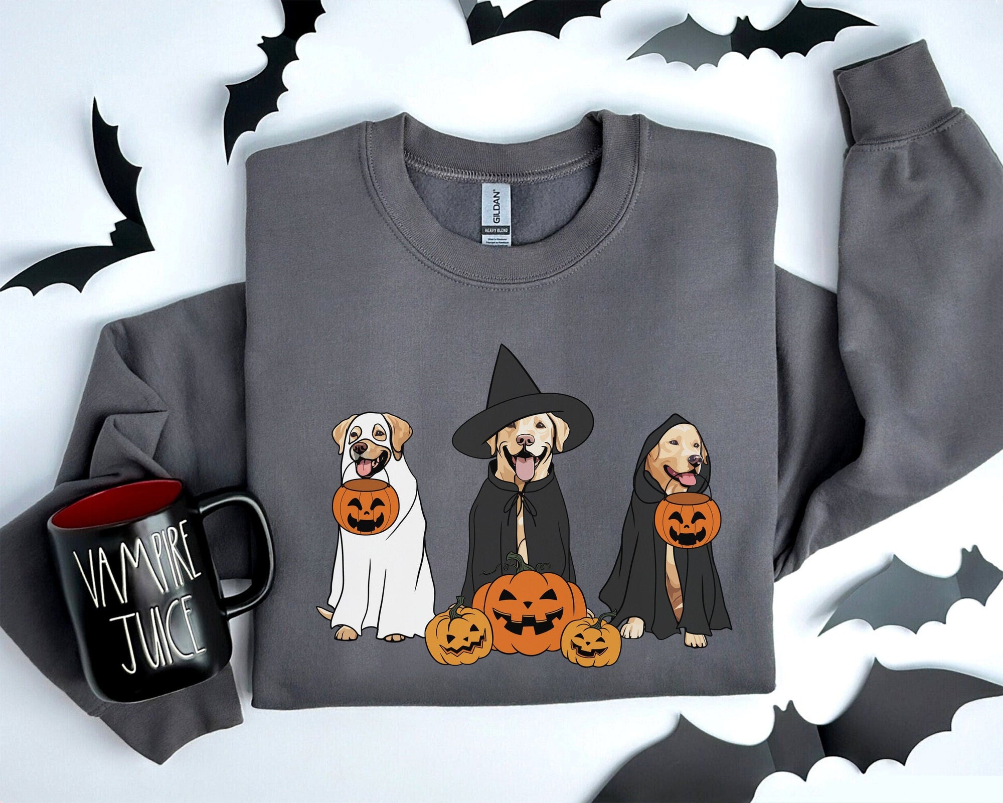 Ghost And Witch Labrador Retriever Sweatshirt, Ghost Labrador Retriever Shirt, Witch Labrador Retriever Shirt, Labrador Retriever Halloween