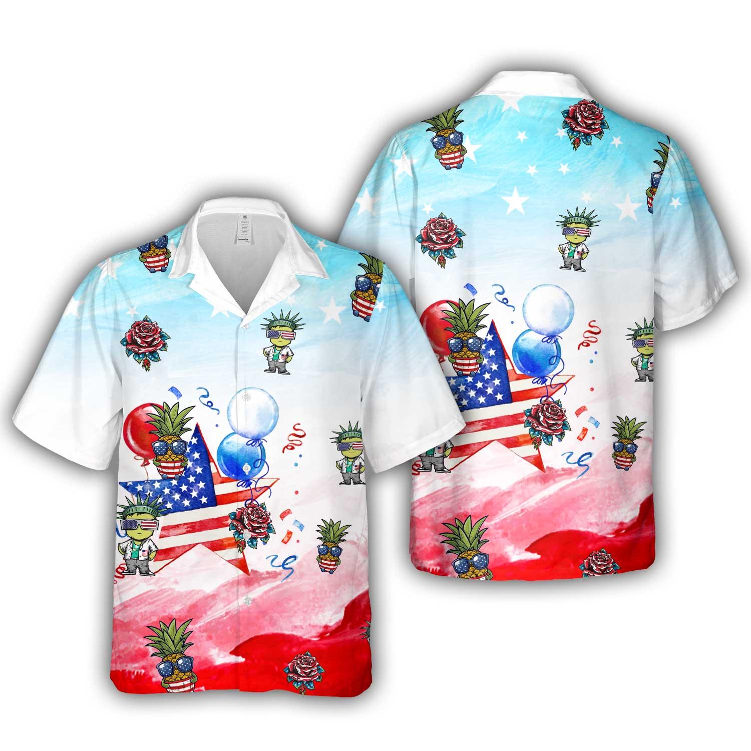 Independence Day Hawaiian Shirt, 4th Of July Hawaiian Shirt - Gift for Independence Day - Amzanimalsgift