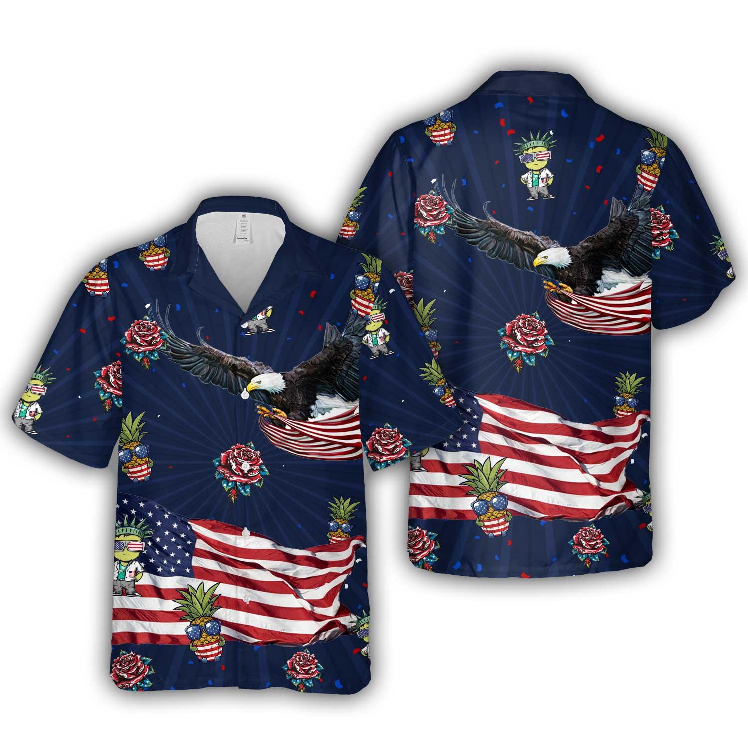 Independence Day Hawaiian Shirt, 4th Of July Hawaiian Shirt - Gift for Independence Day - Amzanimalsgift