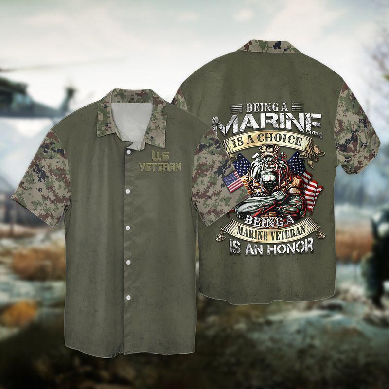 Independence Day Memorial Day Aloha Hawaiian Shirts For Men Women Summer, 4th July Gift, Being A Marine Is A Choice Being A Marine Veteran Is An Honor - Amzanimalsgift