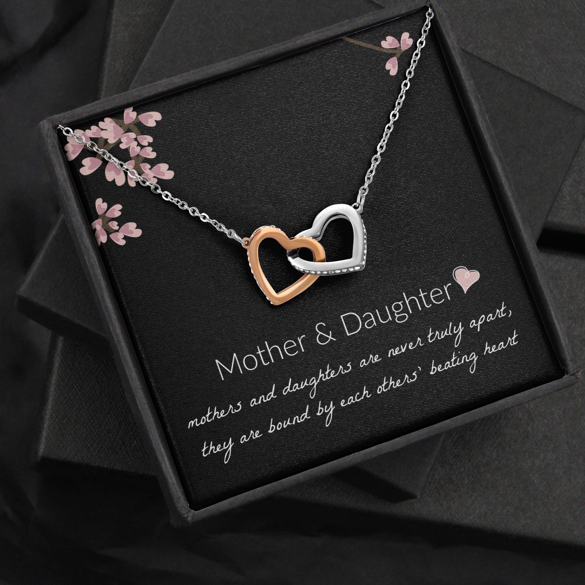 Interlocking Hearts Necklace Gift For Mother and Daughter - Mother and Daughter Are Never Truly Apart, Gift for Mother and Daughter Interlocking Hearts Necklace - Amzanimalsgift
