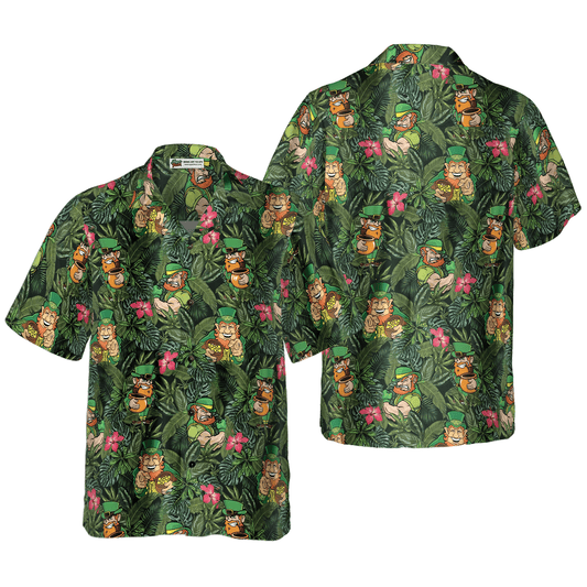 Irish Leprechaun Tropical Hawaiian Shirt, Colorful Summer Aloha Shirts For Men Women, Perfect Gift For Husband, Wife, Friend, Family, Patrick's Day - Amzanimalsgift