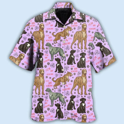 Irish Wolfhound Aloha Hawaii Shirt - Irish Wolfhound Dog So Cute Pink Style Hawaiian Shirt For Summer - Perfect Gift For Dog Lovers, Friend, Family - Amzanimalsgift