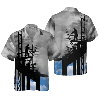Ironworker Hawaiian Shirt, Ironworker And Sunset Aloha Shirt For Men - Perfect Gift For Ironworker, Friend, Husband, Boyfriend, Family - Amzanimalsgift