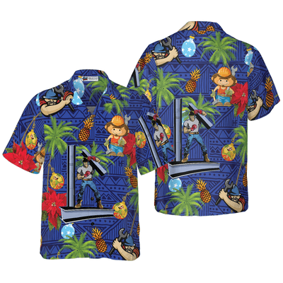Ironworker Hawaiian Shirt, Ironworker Proud, Tropical Plants Aloha Shirt For Men - Perfect Gift For Ironworker, Friend, Family - Amzanimalsgift