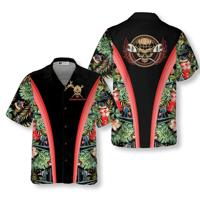 Ironworker Hawaiian Shirt, Ironworker Tropical Floral Aloha Shirt For Men - Perfect Gift For Men, Ironworker, Husband, Boyfriend, Friend, Family - Amzanimalsgift