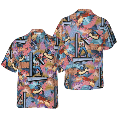 Ironworker Hawaiian Shirt, Tropical Leaves Ironworker Proud Aloha Shirt For Men - Perfect Gift For Ironworker, Friend, Family - Amzanimalsgift