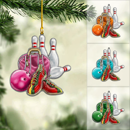 Personalized Bowling Christmas Ornament, Bowling Shoes And Bag, Custom Ornament Christmas Gift, Keychain Bowling, Car Ornament Bowling