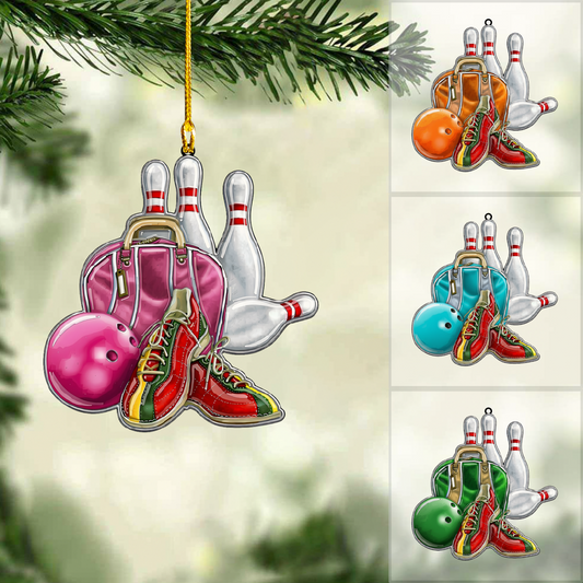 Personalized Bowling Christmas Ornament, Bowling Shoes And Bag, Custom Ornament Christmas Gift, Keychain Bowling, Car Ornament Bowling