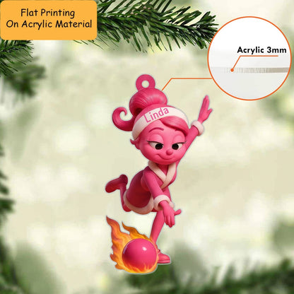 Personalized Bowling Elf Christmas Ornament,  Holiday Home Decor Gift, Christmas Ornament