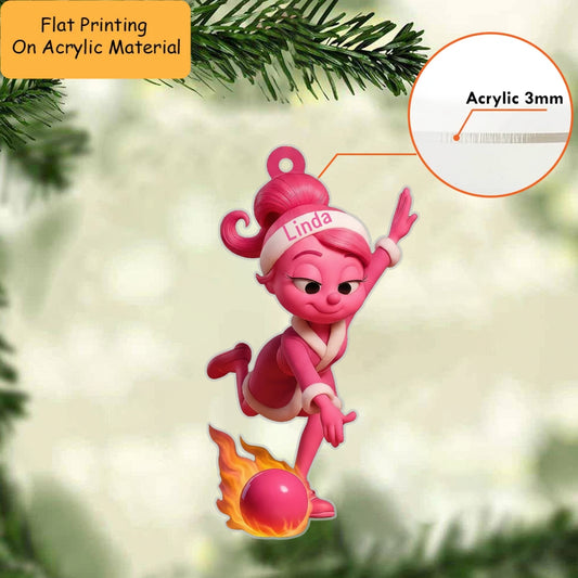 Personalized Bowling Elf Christmas Ornament,  Holiday Home Decor Gift, Christmas Ornament