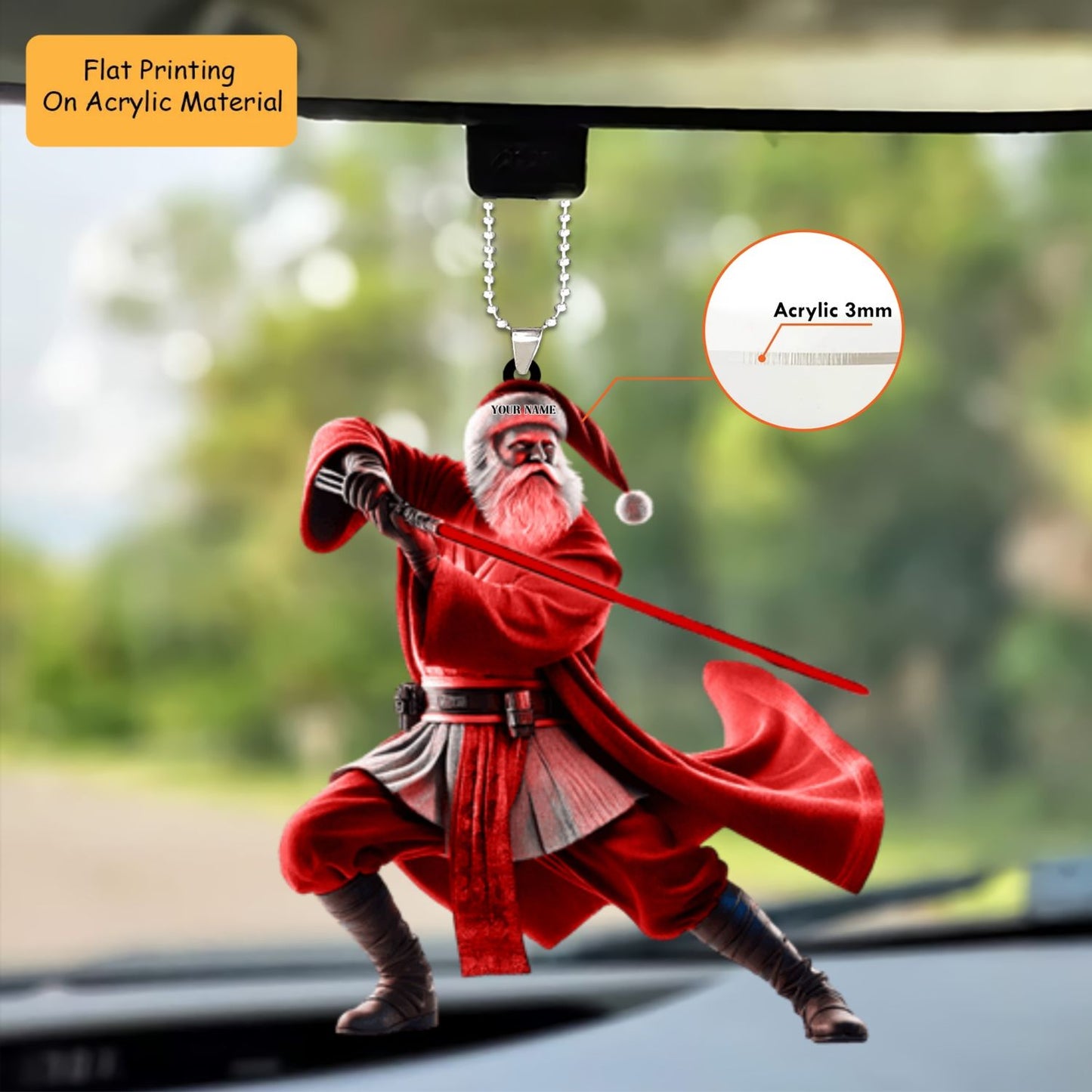 Personalized Darth Santa Pins Acrylic Ornament, Santa  Keychain, Car Ornament, Christmas Ornament Gifts