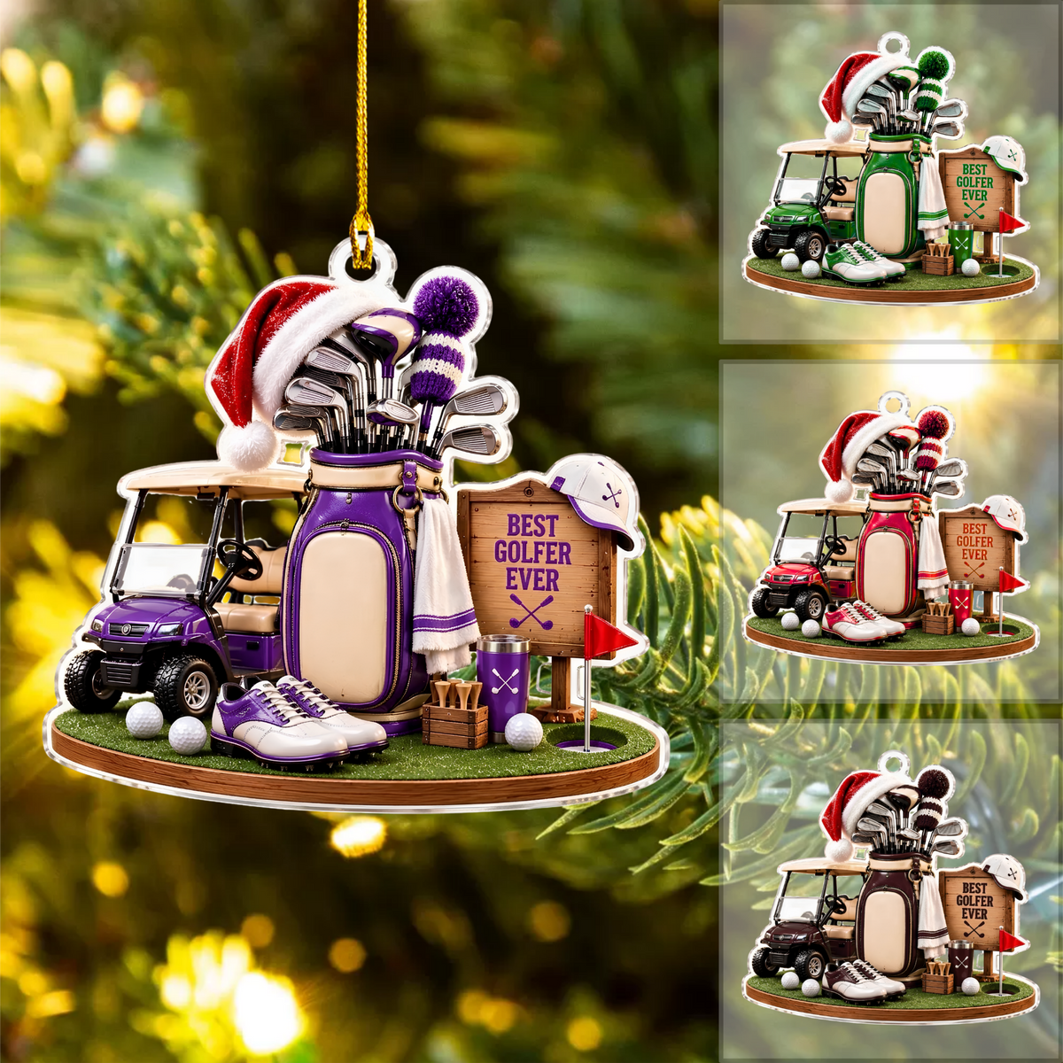 Personalized Golf Christmas Flat Printed Acrylic Ornament, Best Golfer Ever, Custom Ornament Christmas Gift, Keychain Golf, Car Ornament Golf