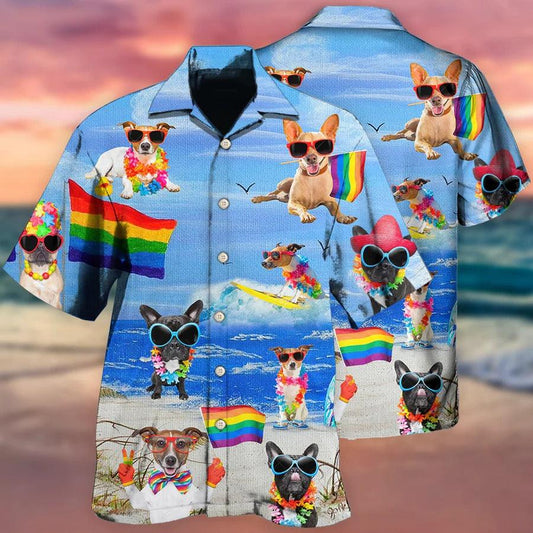 Jack Russell Hawaiian Shirt - LGBT Aloha Hawaiian Shirt For Summer - LGBT Jack Russell Terrier Cool Hawaiian Shirt - Perfect Gift For LGBT, Dog Lovers - Amzanimalsgift