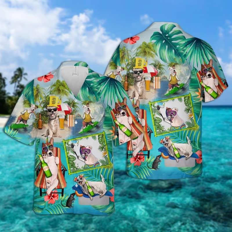 Jack Russell Terrier Hawaiian Shirt, Dog Surfing Tropical Summer Aloha Shirt For Men - Perfect Gift For Jack Russell Terrier Lovers, Friend, Family - Amzanimalsgift