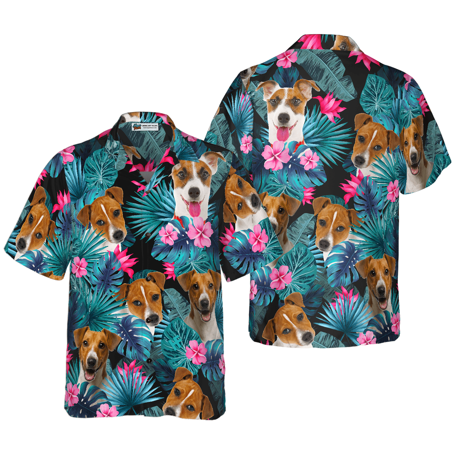 Jack Russell Terrier Hawaiian Shirt, Tropical Colorful Summer Aloha Shirt For Men Women, Perfect Gift For Friend, Family, Dog Lovers, Dog Mom Dad - Amzanimalsgift