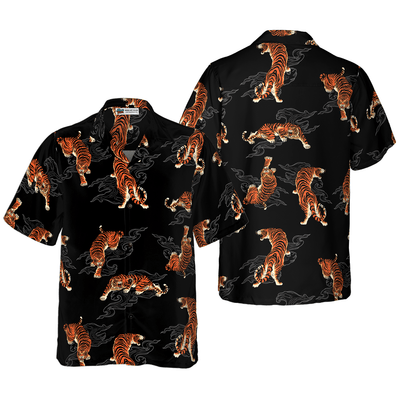 Japanese Tiger Hawaiian Shirt, Tiger Hawaiian Shirt For Men - Perfect Gift For Tiger Lovers, Animal Lovers, Friends, Husband, Boyfriend, Family - Amzanimalsgift