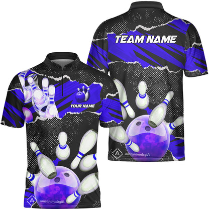 Personalized Bowling Team Jerseys, Bowling Uniforms Ball & Pins Sport Pattern Multicolor Options Custom Name And Team Name