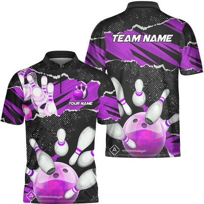 Personalized Bowling Team Jerseys, Bowling Uniforms Ball & Pins Sport Pattern Multicolor Options Custom Name And Team Name