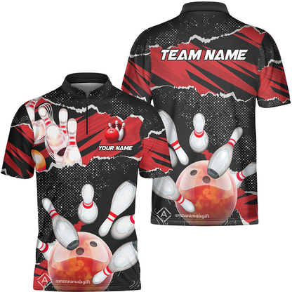 Personalized Bowling Team Jerseys, Bowling Uniforms Ball & Pins Sport Pattern Multicolor Options Custom Name And Team Name
