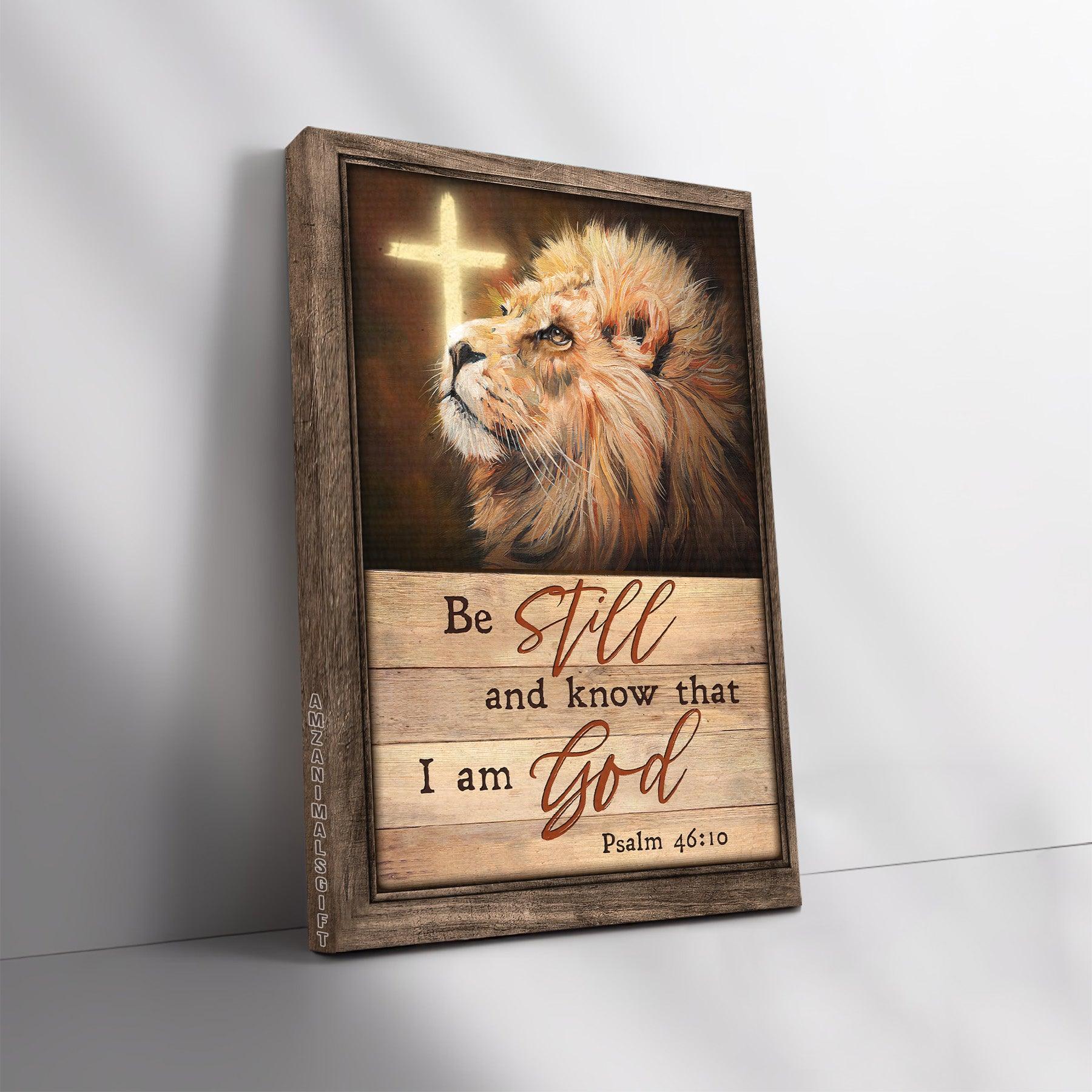 Jesus Portrait Canvas - Lion of Judah, Cross light, Be still and know that I am God Canvas - Perfect Gift for Christian, Friends, Family - Amzanimalsgift