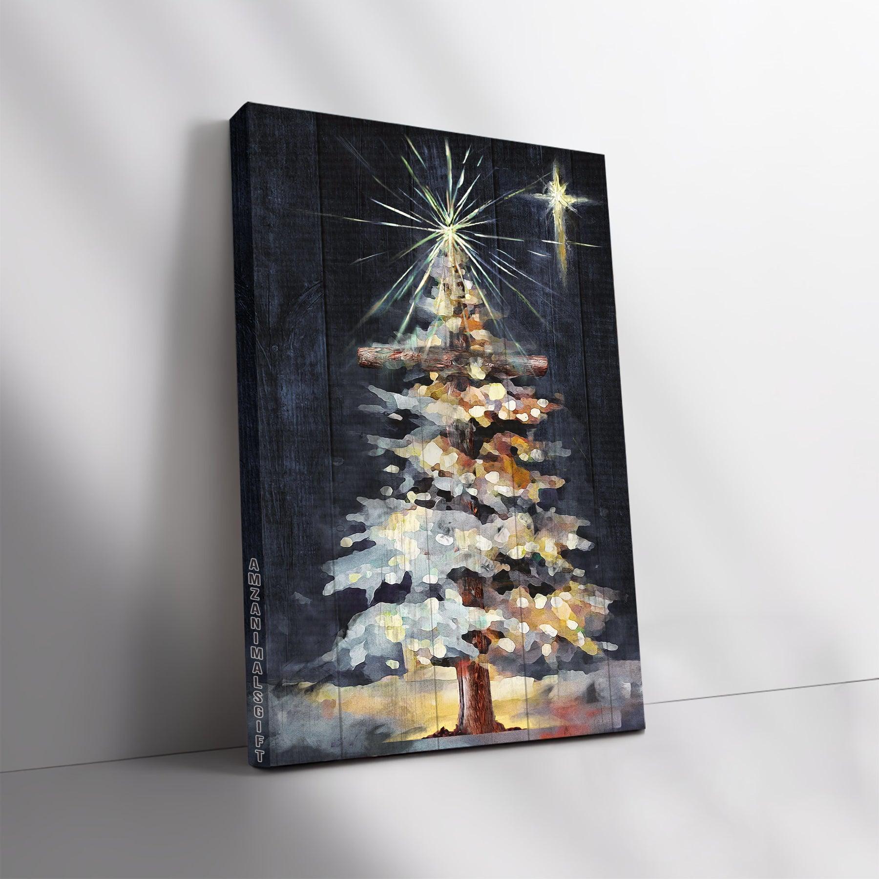 Jesus Portrait Premium Wrapped Canvas - Merry Christmas, The Beautiful Christmas Tree, Holy night - Gift For Christian, Christmas Lovers - Amzanimalsgift