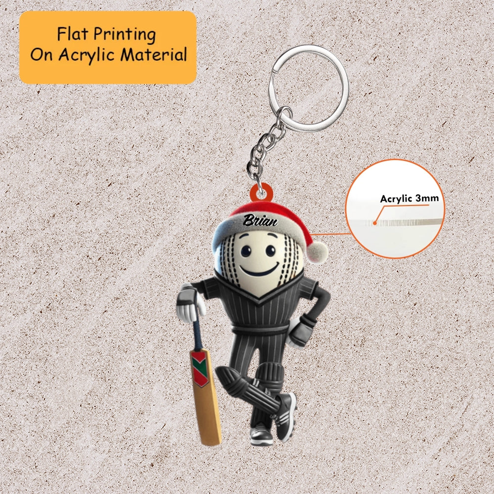 Personalized Cricket Christmas Ornament, Christmas Cricket Ball Player, Custom Ornament Christmas Gift, Keychain Cricket, Car Ornament Cricket