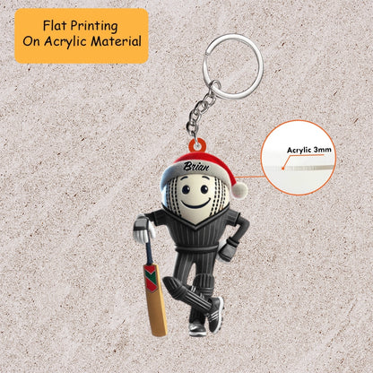 Personalized Cricket Christmas Ornament, Christmas Cricket Ball Player, Custom Ornament Christmas Gift, Keychain Cricket, Car Ornament Cricket