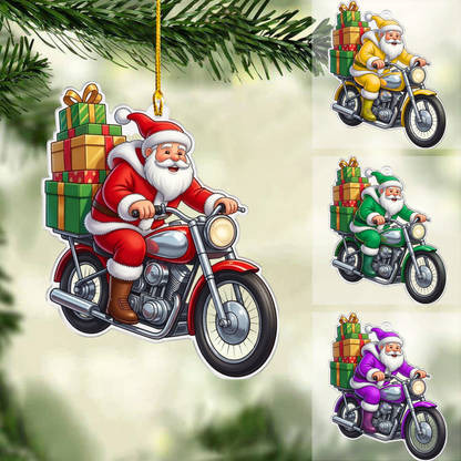 Personalized Motorbike Christmas Ornament, Santa Claus Delivering Gifts, Custom Ornament Christmas Gift, Keychain Motorbike, Car Ornament Motorbike