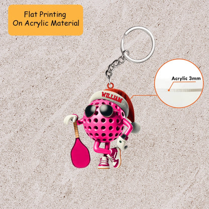 Personalized Pickleball Christmas Ornament, Cool Ball Leaning On Paddle, Custom Ornament Christmas Gift, Keychain Bowling, Car Ornament Bowling
