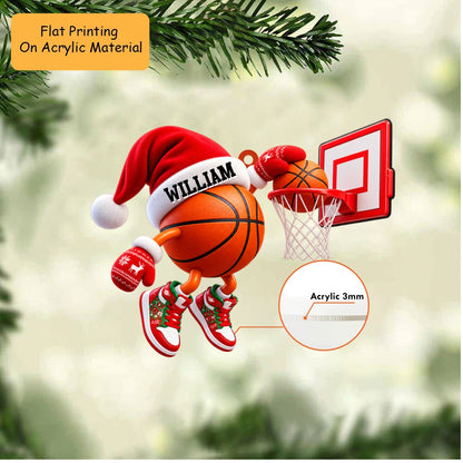 Personalized Basketball Christmas Ornament, Basketball Slam Dunk Christmas, Custom Ornament Christmas Gift, Keychain Basketball, Car Ornament Basketball