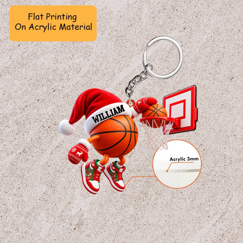 Personalized Basketball Christmas Ornament, Basketball Slam Dunk Christmas, Custom Ornament Christmas Gift, Keychain Basketball, Car Ornament Basketball