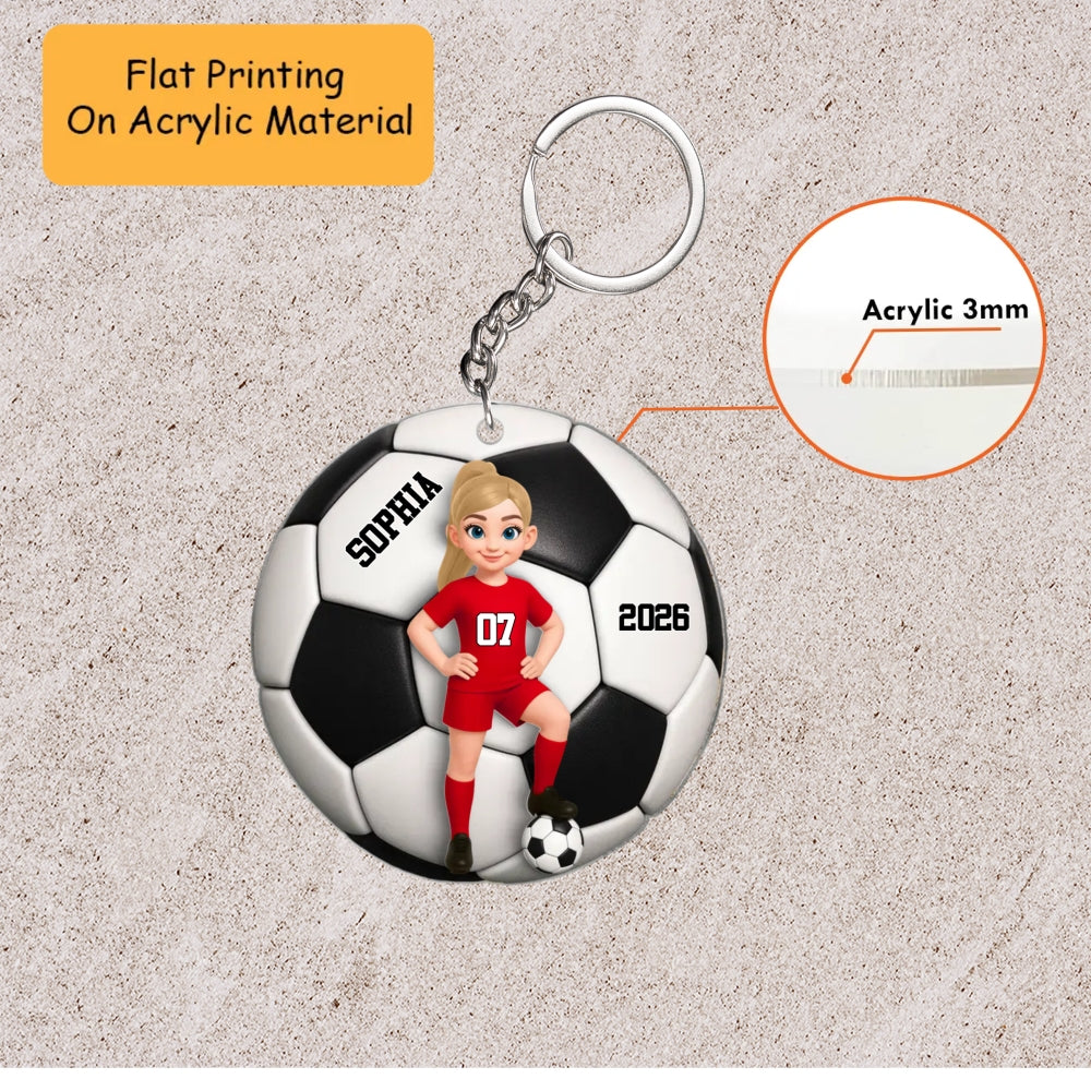 Personalized Girl Soccer Ornament, Custom Name Jersey Number Girl Player, Custom Ornament Christmas Gift, Keychain Soccer, Car Ornament Soccer
