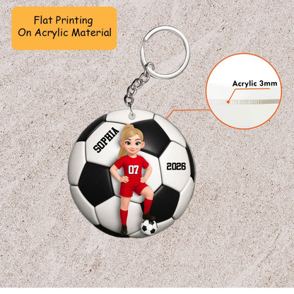 Personalized Girl Soccer Ornament, Custom Name Jersey Number Girl Player, Custom Ornament Christmas Gift, Keychain Soccer, Car Ornament Soccer