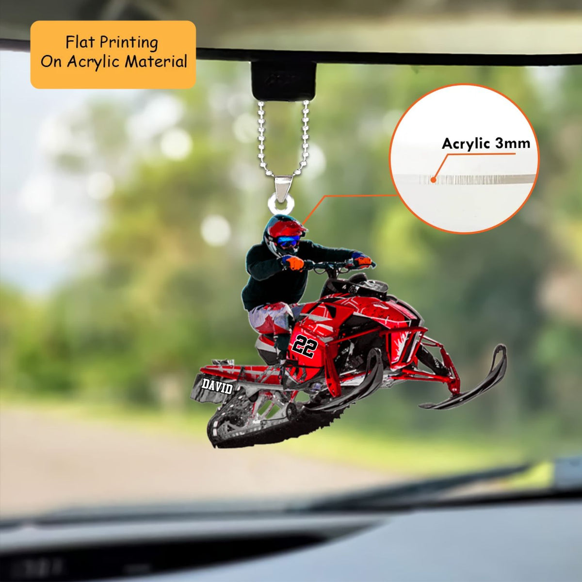 Personalized Snowmobile Christmas Ornament, Extreme Jumping Snow Machine, Custom Ornament Christmas Gift, Keychain Snowmobile, Car Snowmobile Ornament 