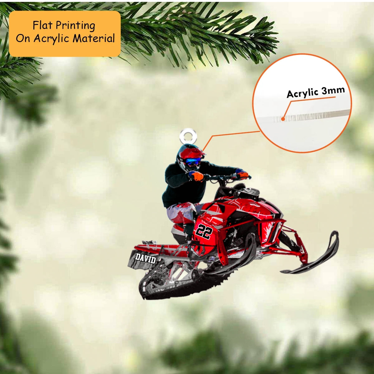 Personalized Snowmobile Christmas Ornament, Extreme Jumping Snow Machine, Custom Ornament Christmas Gift, Keychain Snowmobile, Car Snowmobile Ornament 