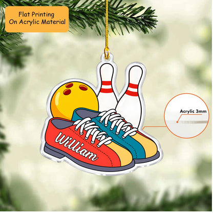Personalized Bowling Christmas Ornament, Shoes And Custom Ball's Color, Custom Ornament Christmas Gift, Keychain Bowling, Car Ornament Bowling