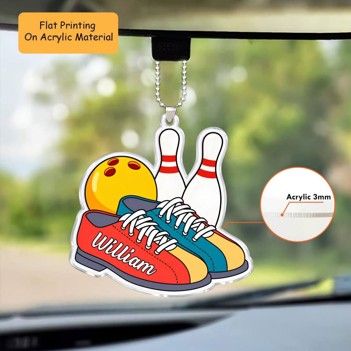 Personalized Bowling Christmas Ornament, Shoes And Custom Ball's Color, Custom Ornament Christmas Gift, Keychain Bowling, Car Ornament Bowling